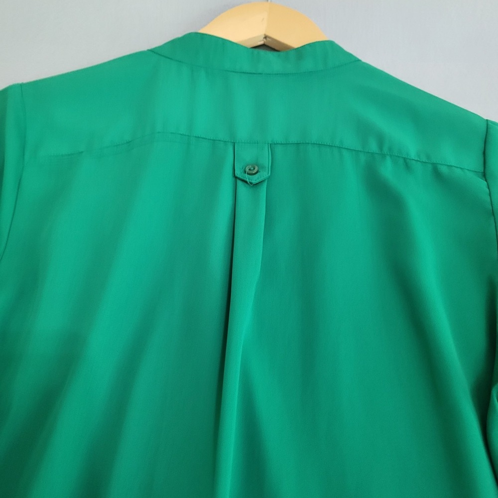 41 Hawthorne Green Roll Tab Sleeve Sheer Lightweight Blouse Shirt Women's - Picture 8 of 13